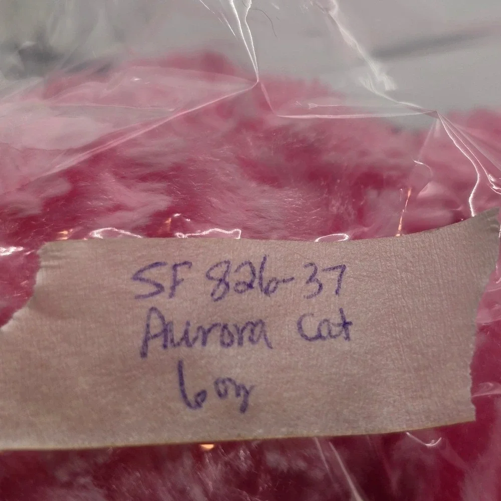 Aurora Plush Cat Pink Swirl Faux Fur Stuffed Animal 6in W x 9in L